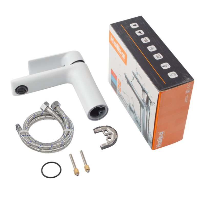 Змішувач для умивальника HAIBA ALEX 001 WHITE-CHROME (HB9562)