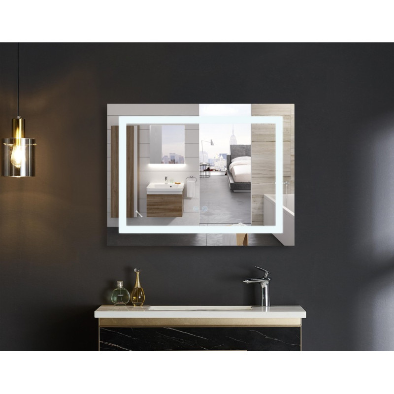 Зеркало Mixxus WARM MR12-80x70-Reverse с Led Touch, Anti-fog, димером, регулятором яркости (MI6936)