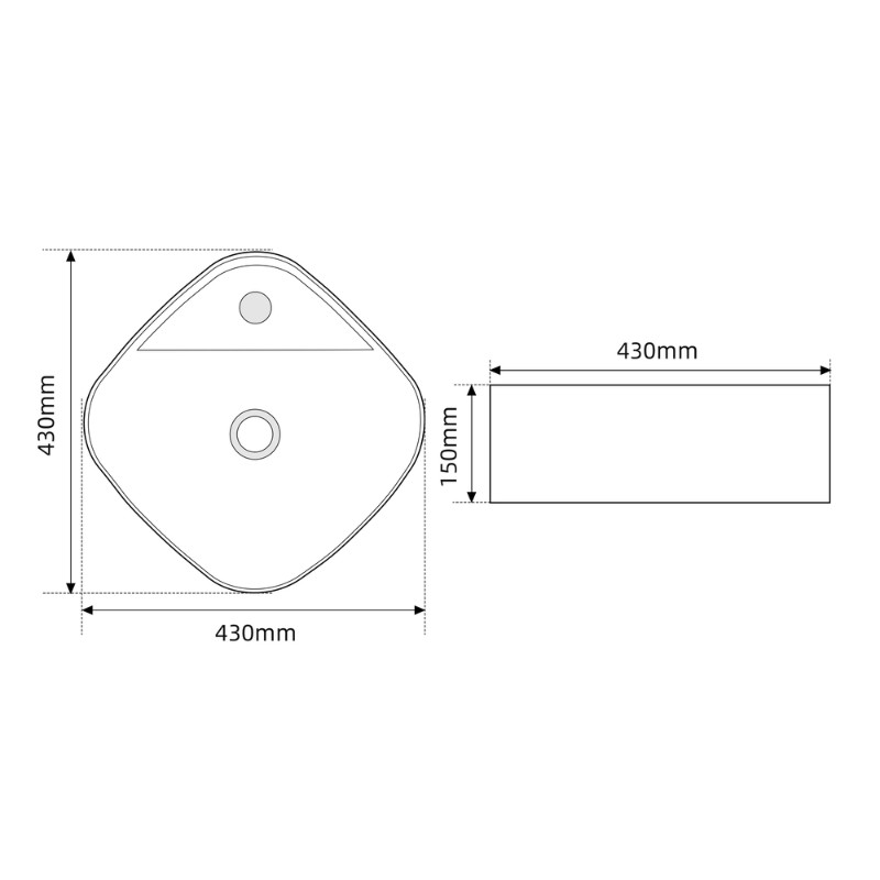 Раковина накладная MIXXUS PREMIUM WAVE-0201 MARBLE 430х430х150mm с отверстием под смеситель (MP6536)