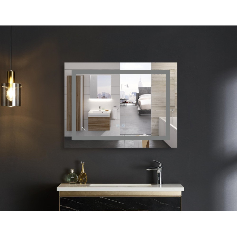 Зеркало Mixxus WARM MR12-80x70-Reverse с Led Touch, Anti-fog, димером, регулятором яркости (MI6936)