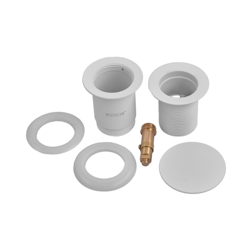 Донный клапан для раковины Koer PW-08-03 1 1/4'' без перелива автоматический СLICK-СLACK (Цвет белый) (KR5787)