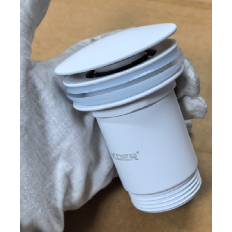 Донный клапан для раковины Koer PW-08-03 1 1/4'' без перелива автоматический СLICK-СLACK (Цвет белый) (KR5787)