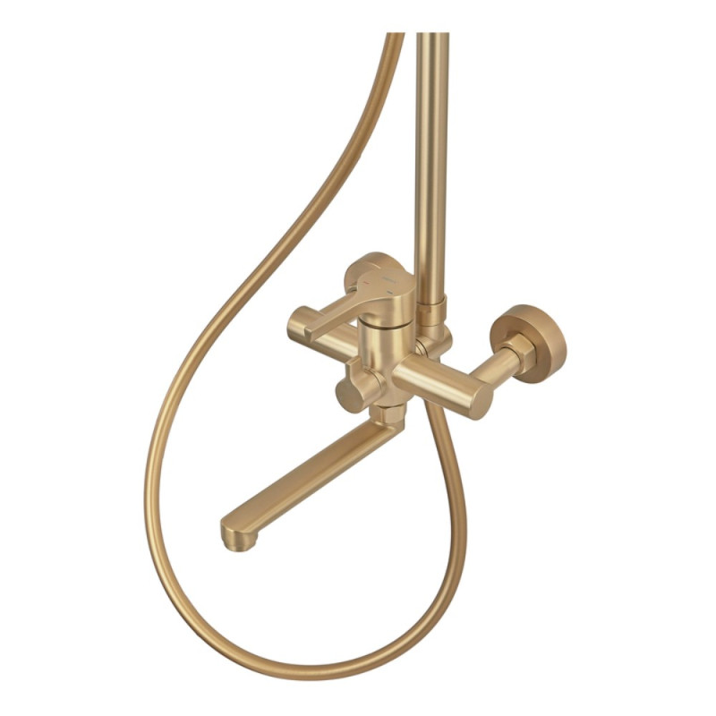 Душевая колонна со смесителем Zerix Rex-009-J Brushed Gold из нерж. стали (Цвет мат. золото) (ZX6125)