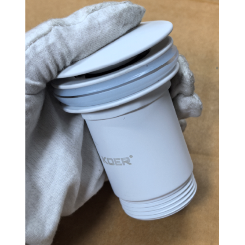 Донный клапан для раковины Koer PW-08-03 1 1/4'' без перелива автоматический СLICK-СLACK (Цвет белый) (KR5787)