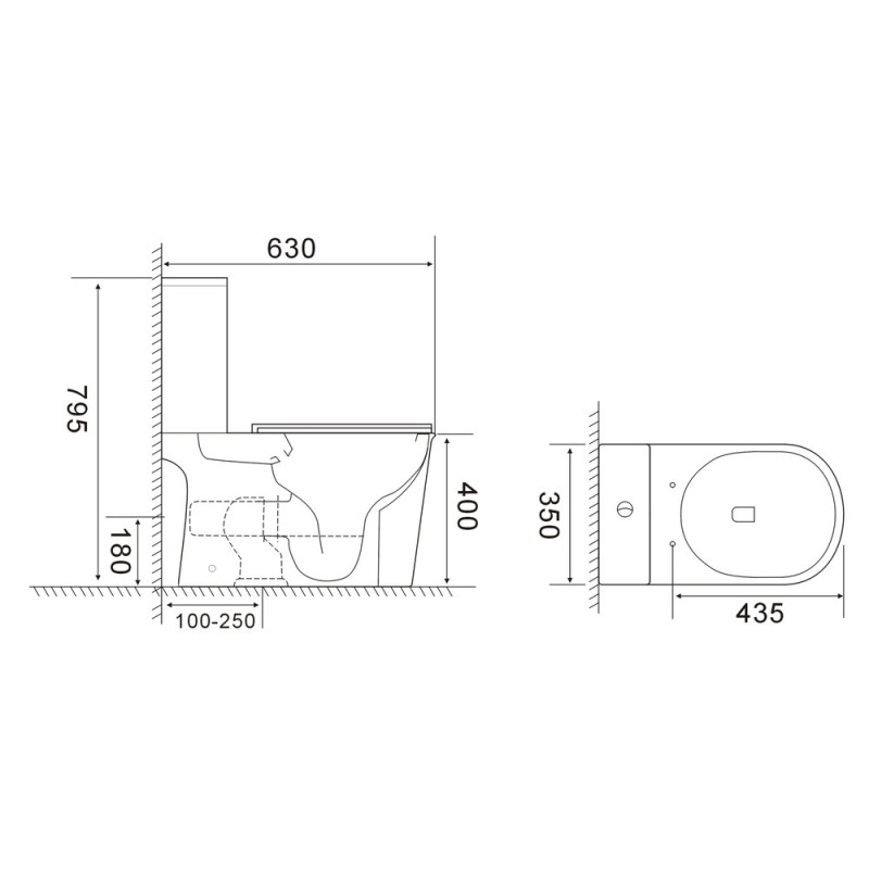 Унитаз-компакт Mixxus WAVE-0405-R 630х350х795mm, система смыва RIMLESS (MI6694)