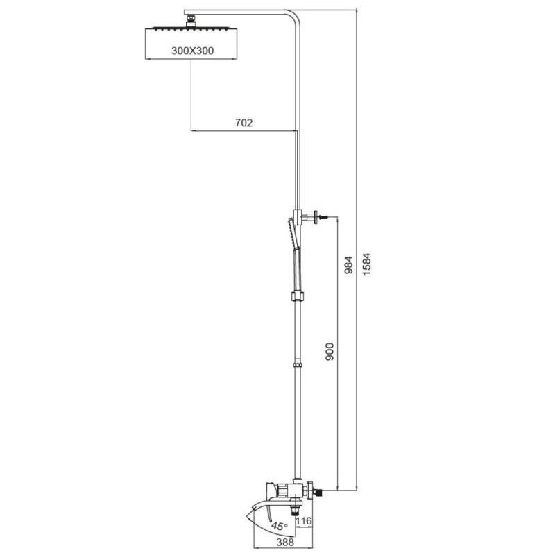 Душевая колонна со смесителем Koer KB-56007-05 (Цвет черный) (KR3461)