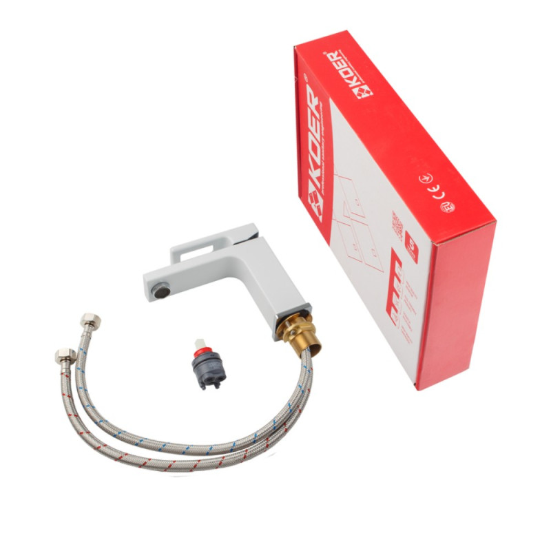 Змішувач для умивальника Koer KB-10009-04 (Колір хром+білий) (KR5975)