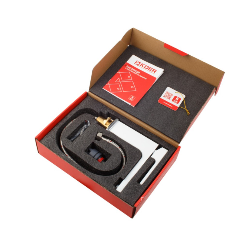 Змішувач для умивальника Koer KB-10009-04 (Колір хром+білий) (KR5975)