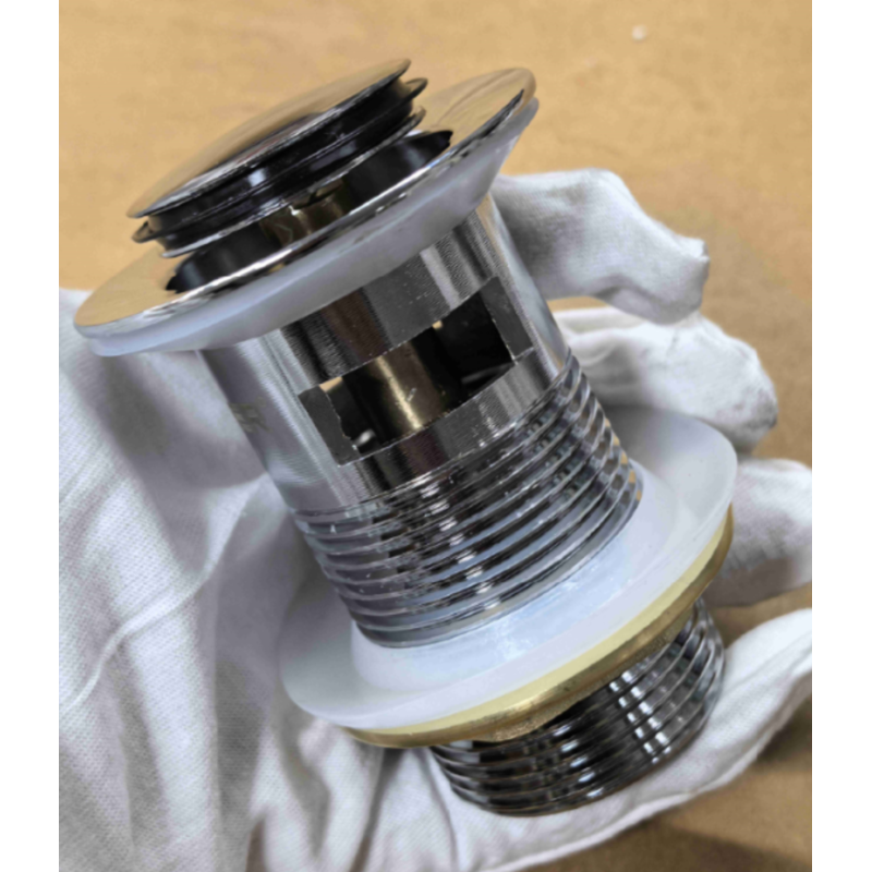 Донный клапан для раковины Koer PW-09-01 1 1/4'' с переливом автоматический СLICK-СLACK (Цвет хром) (KR5796)