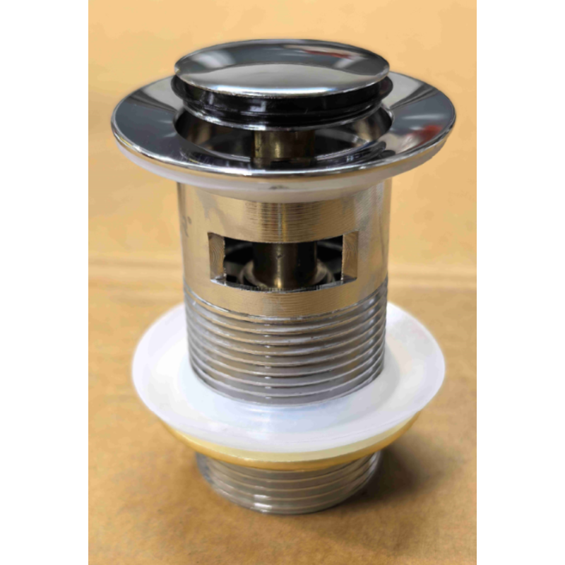 Донный клапан для раковины Koer PW-09-01 1 1/4'' с переливом автоматический СLICK-СLACK (Цвет хром) (KR5796)
