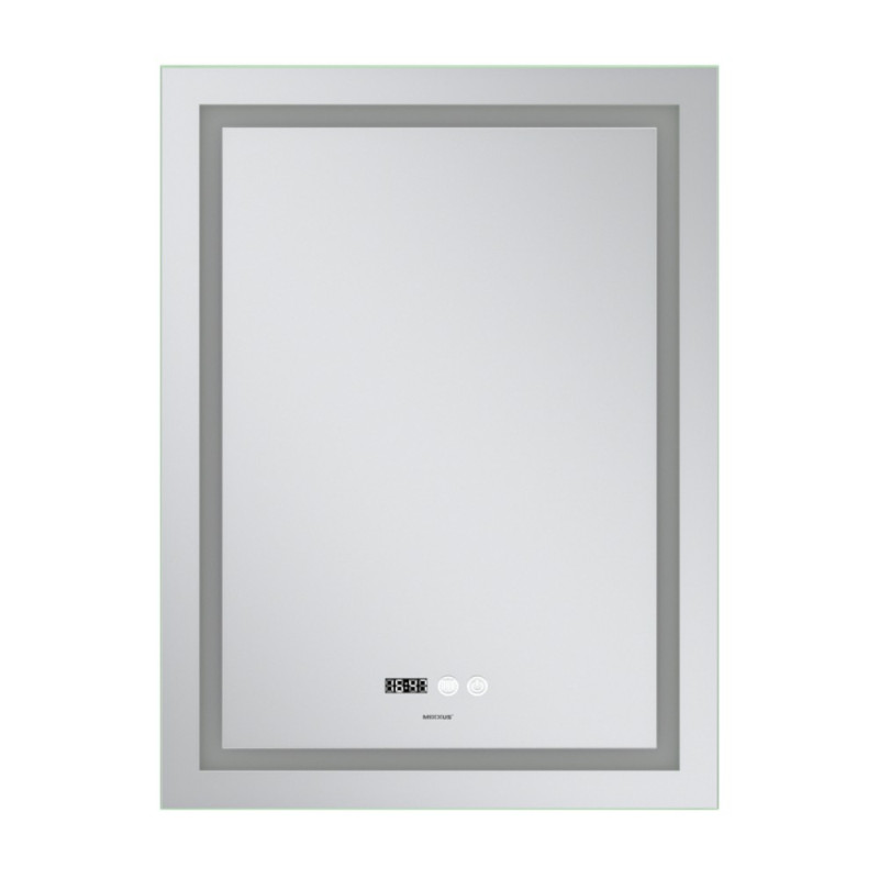 Зеркало Mixxus Premium FLASH MR21-70x90 с Led Touch, Anti-fog, димером, регулятором яркости, часами (MP6618)