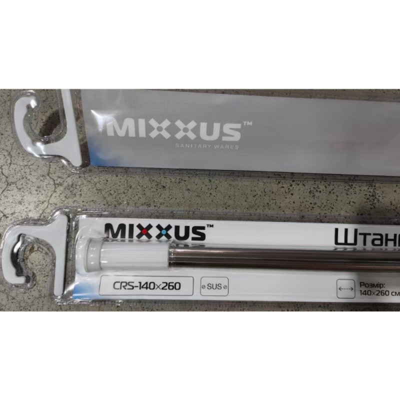 Штанга для шторки телескопическая прямая Mixxus CRS-140x260 140cm-260cm (нержавеющая сталь) (AC0654)