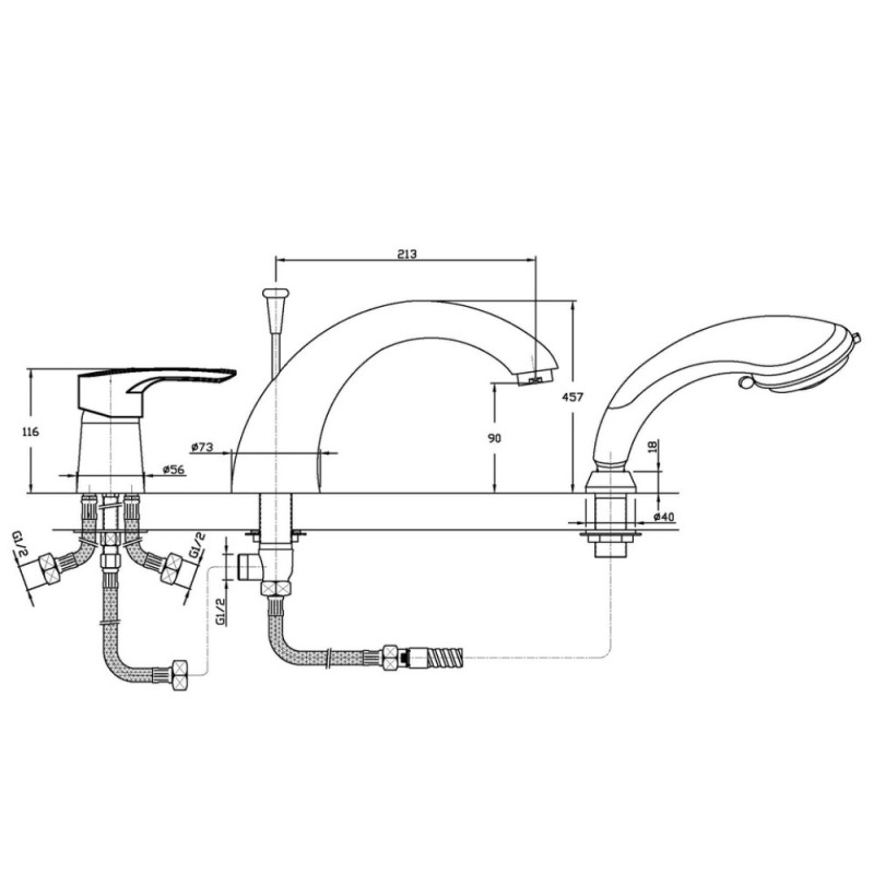 Смеситель для ванны Haiba Hansberg 022 (HB0211)