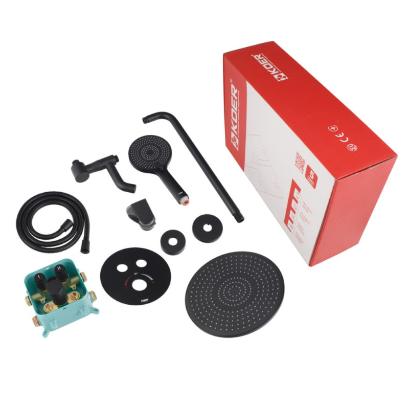 Встраиваемая душевая система с термостатом Koer KB-67012-05 (Цвет черный) (KR4729)