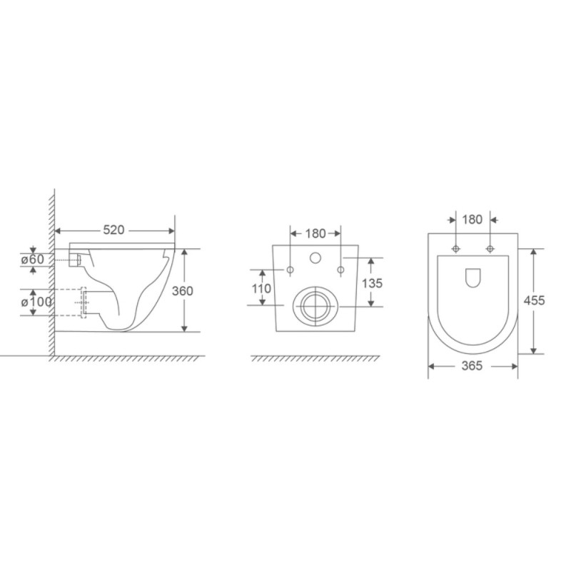 Унитаз подвесной Mixxus Premium ELLIPSE-0303-T3 BLACK 520х365х360mm, система смыва TORNADO 3.0 (MP6591)