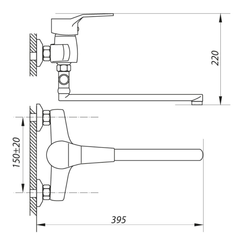 Смеситель для ванны Zerix EDN 283 (ZX0033)