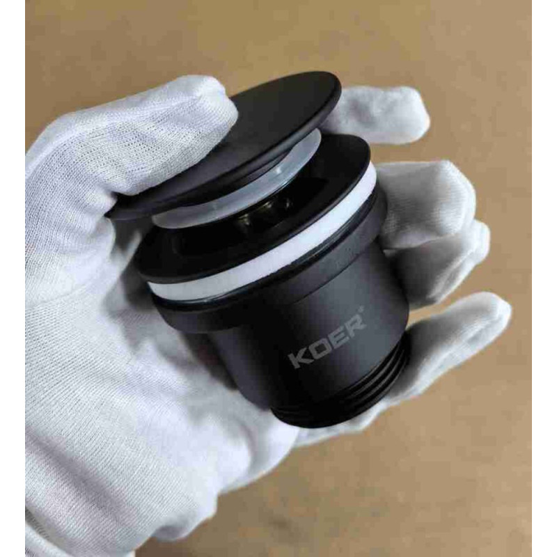 Донный клапан для раковины Koer PW-11-05 1 1/4'' универсальный (с/без перел) СLICK-СLACK (Цвет черный) (KR5795)