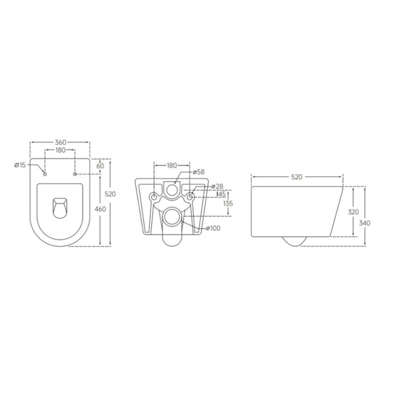 Унитаз подвесной Mixxus BEVEL-0302-R 520x360x365mm, система смыва RIMLESS (MI6709)