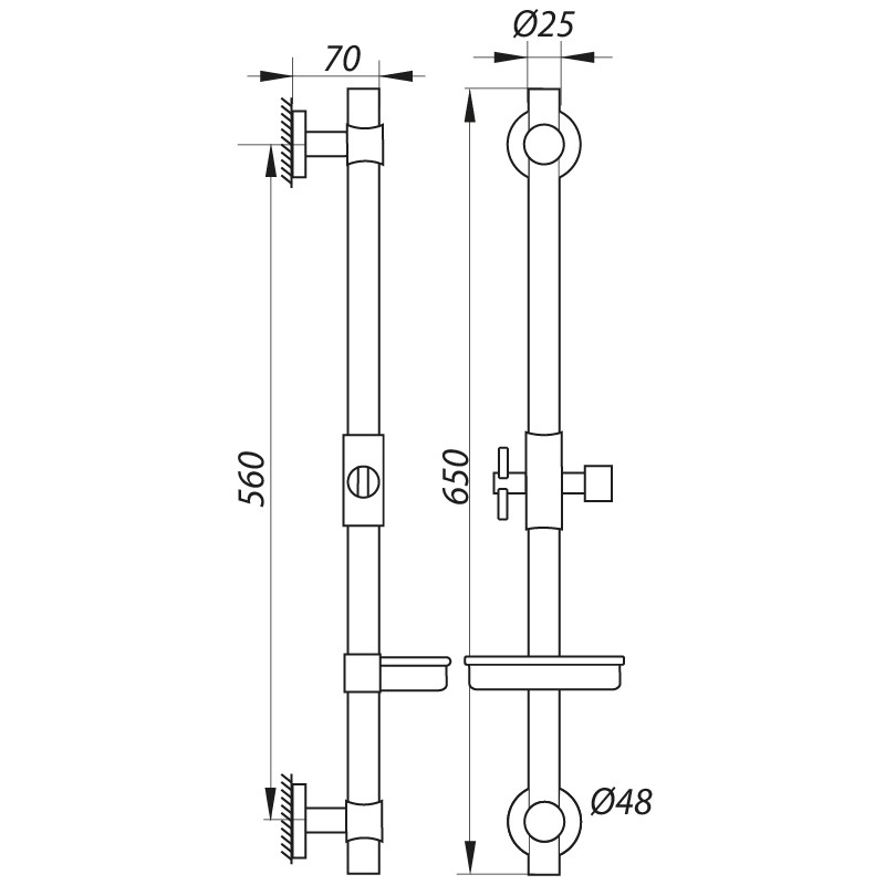 Стойка для душа Zerix L1106 с мыльницей (без шланга и лейки) (LL1758)