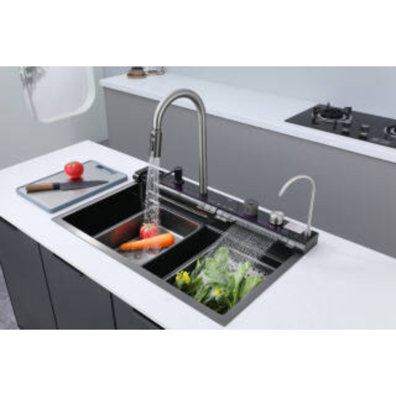 Мойка многофункциональная Zerix ZH7546-SET-05 Decor Graphite со встроенным смесителем из нерж.стали (ZM5592)
