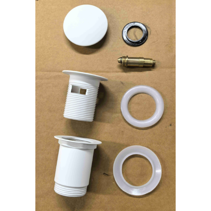 Донный клапан для раковины Koer PW-07-03 1 1/4'' с переливом автоматический СLICK-СLACK (Цвет белый) (KR5783)