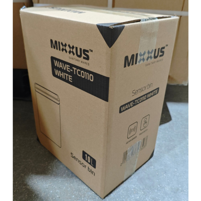 Мусорное ведро сенсорное прямоугольное Mixxus WAVE-TC0110 White 10 л цвет белый (MI7073)