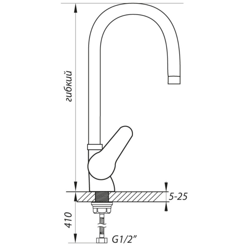 Смеситель для кухни Zerix SOP7 146 с синим гибким изливом (ZX2655)