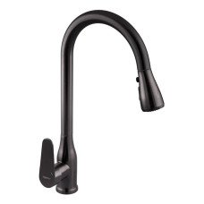 Смеситель для кухни с выдвижной лейкой Zerix PUL-014 Graphite из нерж. ст. SUS304 (цвет графит) (ZX5036)