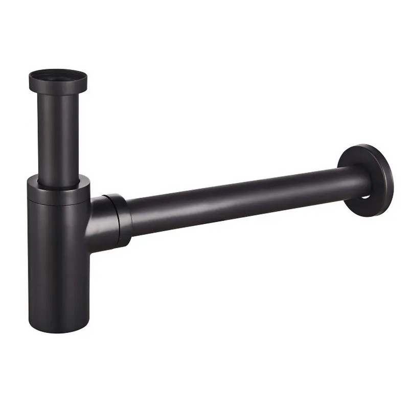 Сифон для раковины Champion SIPHON-02 BLACK без выпуска (под донный клапан) без ревизии (Цвет черный) 1 1/4'' (CH0369)