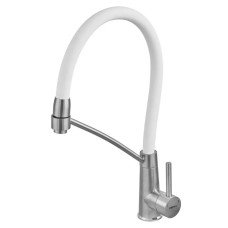 Смеситель для кухни с силиконовым изливом Zerix FUL-017 Refl.White из нерж. стали SUS304 (изл.белый) (ZX5994)