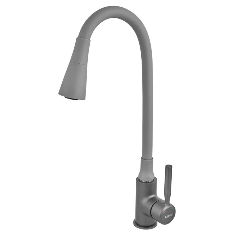 Смеситель для кухни Zerix Atrium-011-T Graphite Refl.Gray (Цвет графит+силик.излив серый) (ZX6107)