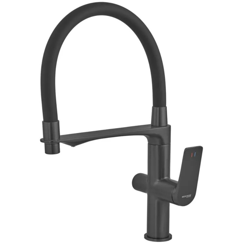 Змішувач для кухні Mixxus Premium DERBY 021 (NUT) BLACK REFL.BLACK з виходом для питної води  (MI6606)