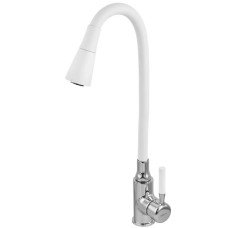 Смеситель для кухни Zerix Atrium-011-T Refl.WHITE (Цвет хром+силик.излив белый) (ZX4719)