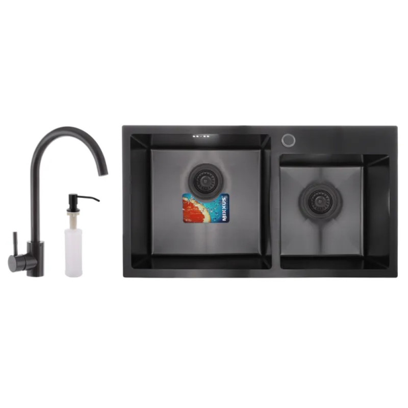 Набор Mixxus SET-7843D-220x1.0-PVD (мойка+смеситель+диспенсер) (MX0585)
