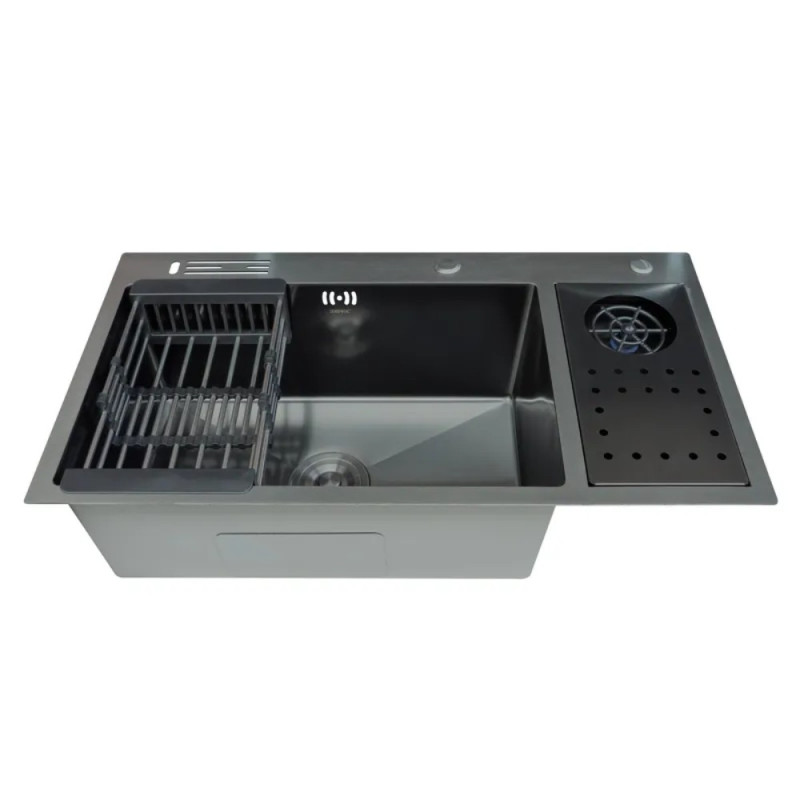 Мойка Zerix ZH8245-SET-08 Micro Decor Graphite из нержавеющей стали (цвет графит) (ZM5594)