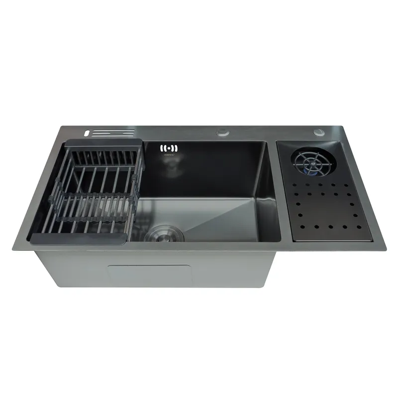 Мойка Zerix ZH8245-SET-08 Micro Decor Graphite из нержавеющей стали (цвет графит) (ZM5594)