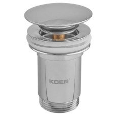 Донний клапан для раковини Koer PW-07-01 1 1/4'' з переливом автоматичний СLICK-СLACK (Колір хром) (KR5782)