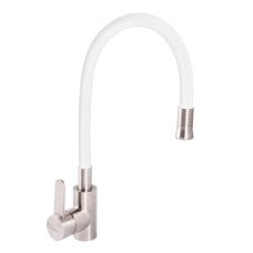 Смеситель для кухни Zerix LR74004-3 с белым гибким изливом (LL1203)