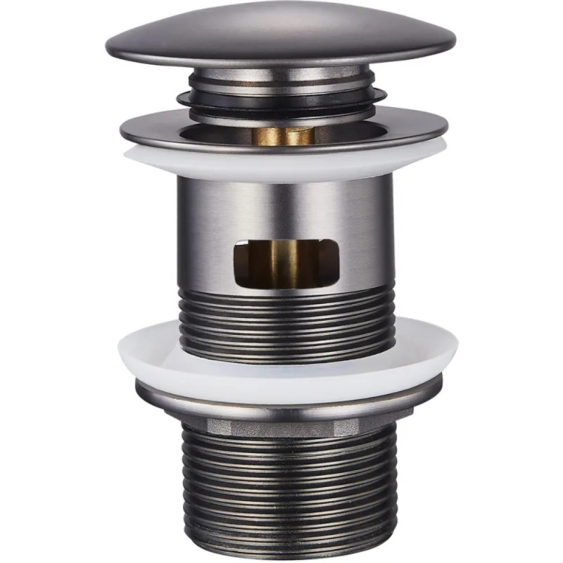 Донный клапан для раковины с переливом Zerix BV-09 GRAY 1 1/4" автоматический Click-Clack (Цвет графит) (MY0415)