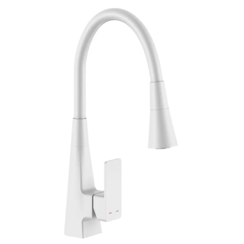 Змішувач для кухні Mixxus Etna 014-T (NUT) White Refl.White (Білий+силіконовий вилив білий) (MI8424)