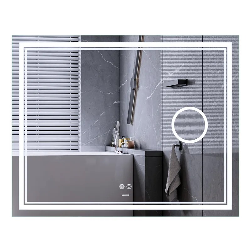 Зеркало Mixxus Premium QUADRO MR20-100x80 с Led Touch, Anti-fog, димером, регулятором яркости, линзой (MP6623)