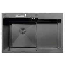 Мойка MIXXUS MH7849L-HK NANO-BLACK (3.0/0.9) из нержавеющей стали "глубокое крыло", с подставкой под ножи (MX1936)