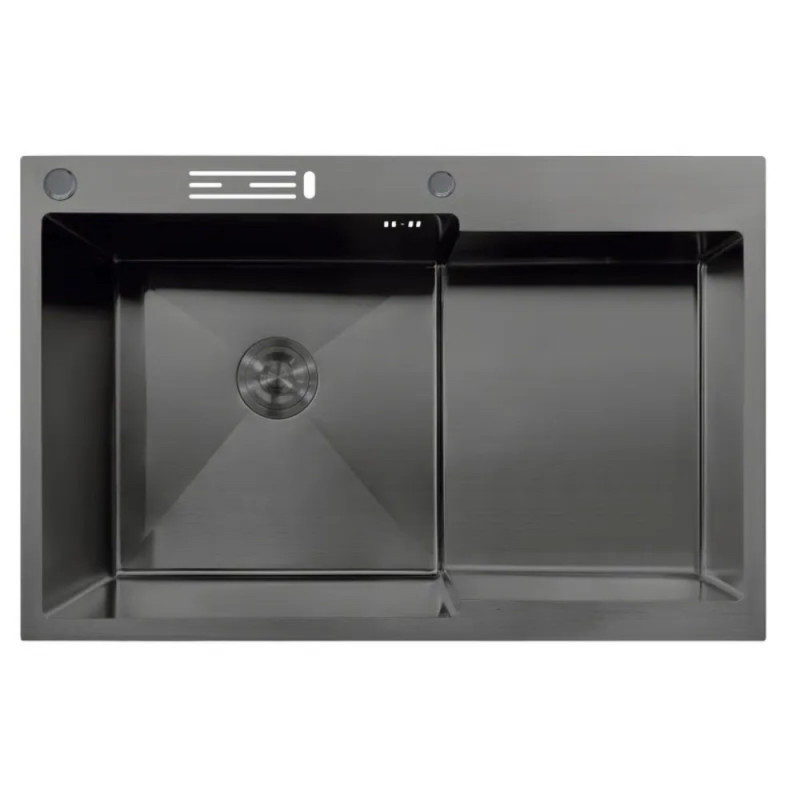 Мойка MIXXUS MH7849L-HK NANO-BLACK (3.0/0.9) из нержавеющей стали "глубокое крыло", с подставкой под ножи (MX1936)