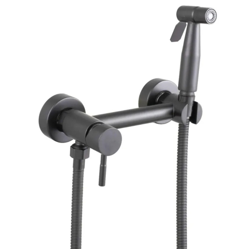 Смеситель настенный с гигиеническим душем Mixxus SUS-222 GRAPHITE из нержавеющей стали SUS304 (MX9884)