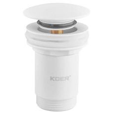 Донний клапан для раковини Koer PW-07-03 1 1/4'' з переливом автоматичний СLICK-СLACK (Колір білий) (KR5783)