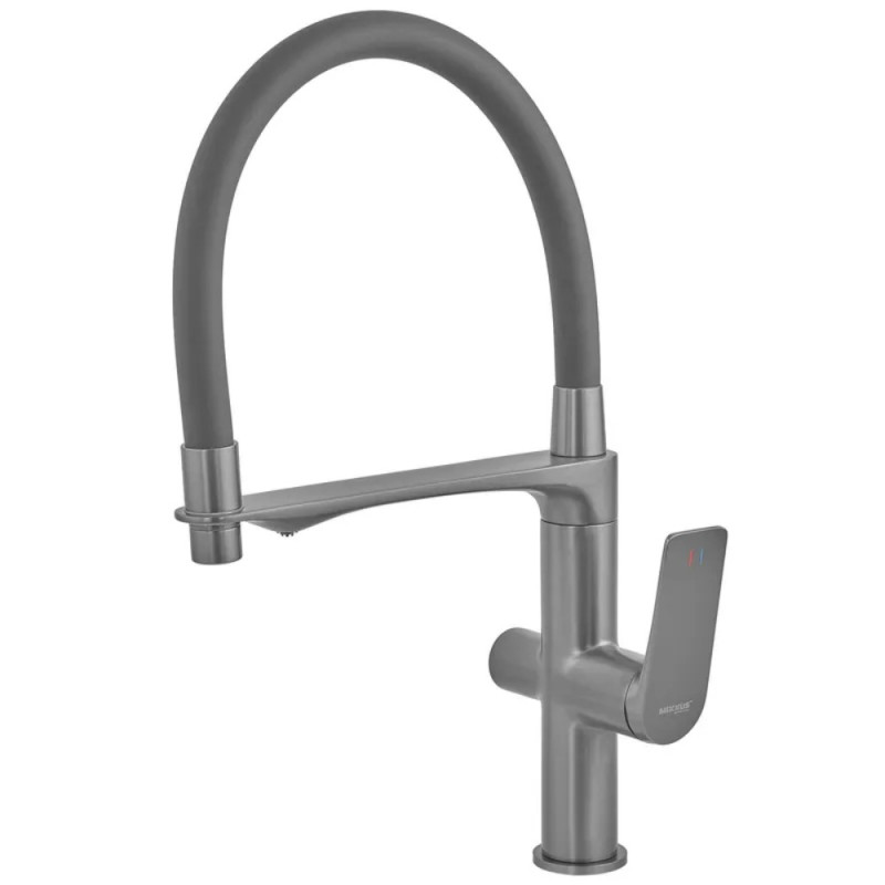 Змішувач для кухні Mixxus Premium DERBY 021 (NUT) GRAPHITE REFL.BLACK з виходом для питної води  (MI6612)