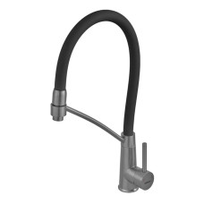 Змішувач для кухні з силіконовим виливом Zerix FUL-017 Graphite Refl.Black з нерж. сталі SUS304 (кол.графіт) (ZX5995)