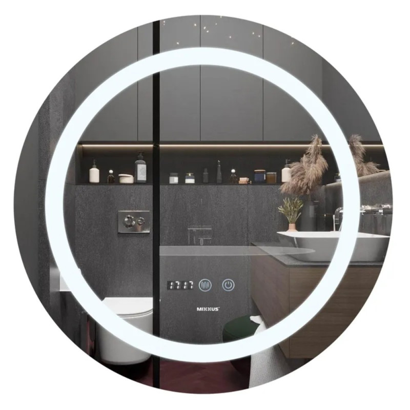 Зеркало Mixxus PLAIN MC02-60 с Led Touch, Anti-fog, димером, регулятором яркости, часами (MI6012)