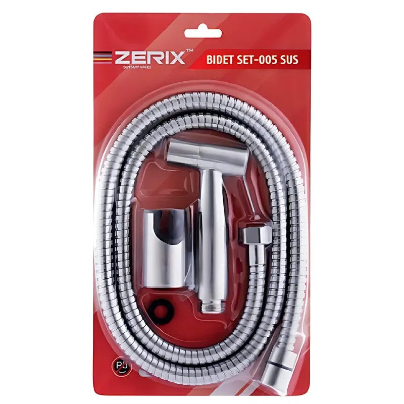 Набор для гигиенического душа Zerix BIDET SET-005.SUS из нержавеющей стали SUS304 упаковка блистер (ZX5860)
