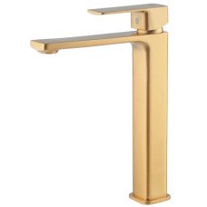 Смеситель для умывальника высокий Haiba KUBUS 001 (HIGH) BRUSHED GOLD (HB9623)